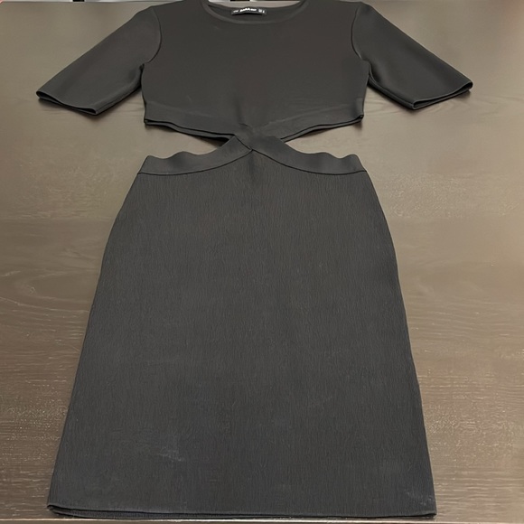 Zara Black Side Cut Out Bodycon Mini Dress - Picture 6 of 12